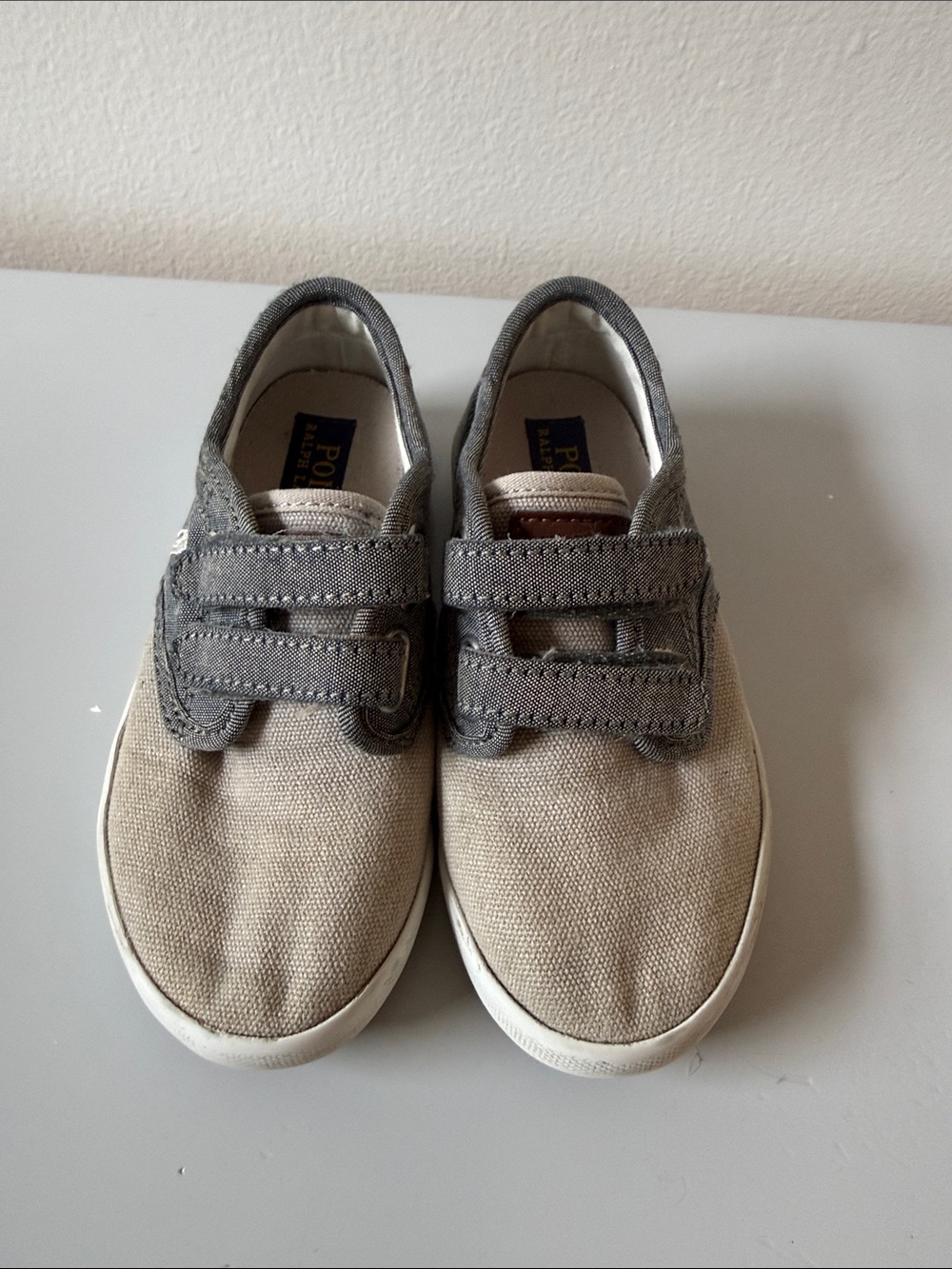 Polo by Ralph Lauren Boys Beige and Gray Canvas Dress Shoes